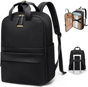 Laptop Backpack for Women Carry On Backpack Travel Backpack with Laptop Compartment for Work Travel Business Fit 16 Inch Notebook, Black