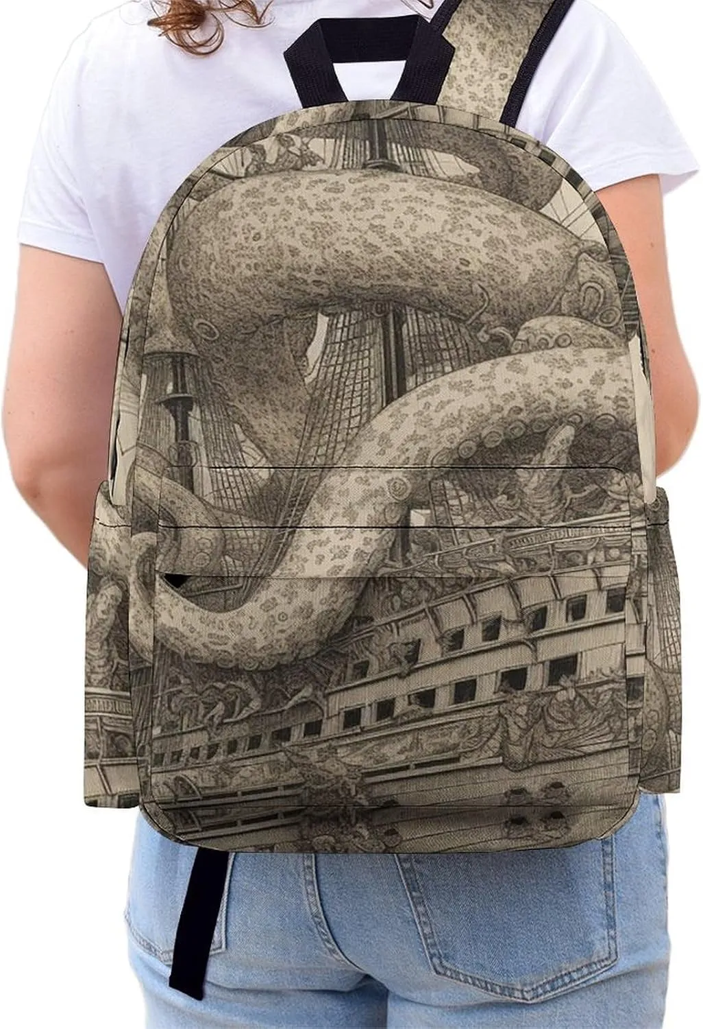 Laptop Backpack for Women Men Daypack Waterproof Sailing Pirate Octopus Computer Bag Business Work Bag for Travel