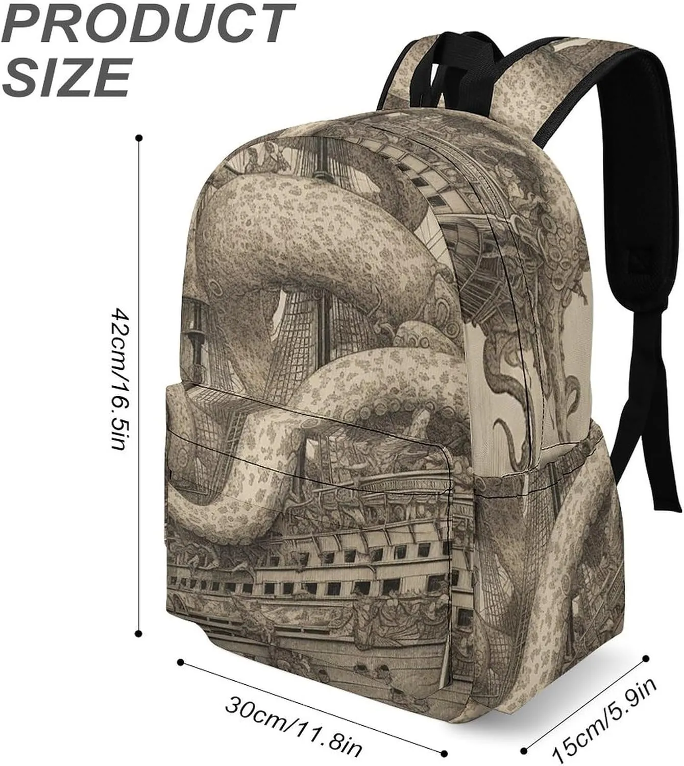 Laptop Backpack for Women Men Daypack Waterproof Sailing Pirate Octopus Computer Bag Business Work Bag for Travel