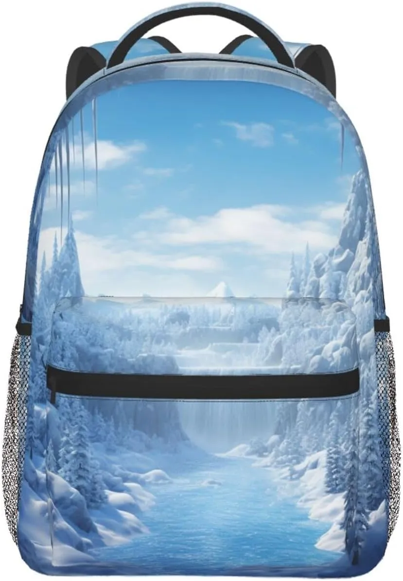Laptop Backpack Lightweight Daypack for Men Women Snow Ice World Backpack Laptop Bag for Travel Hiking