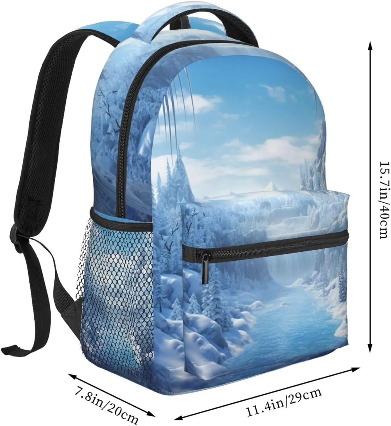 Laptop Backpack Lightweight Daypack for Men Women Snow Ice World Backpack Laptop Bag for Travel Hiking