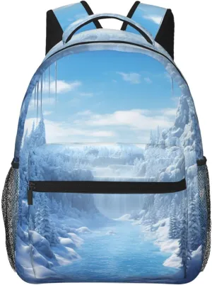 Laptop Backpack Lightweight Daypack for Men Women Snow Ice World Backpack Laptop Bag for Travel Hiking