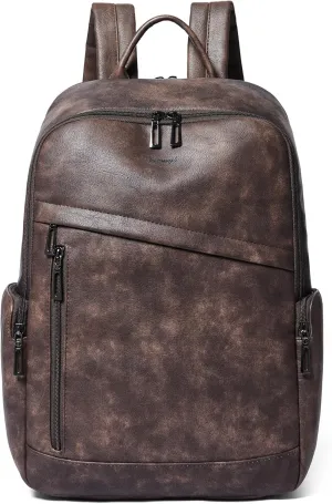 Laptop Backpack Purse for Women 15.6 Inch Fashion Leather Backpack for Work College Travel,Coffee