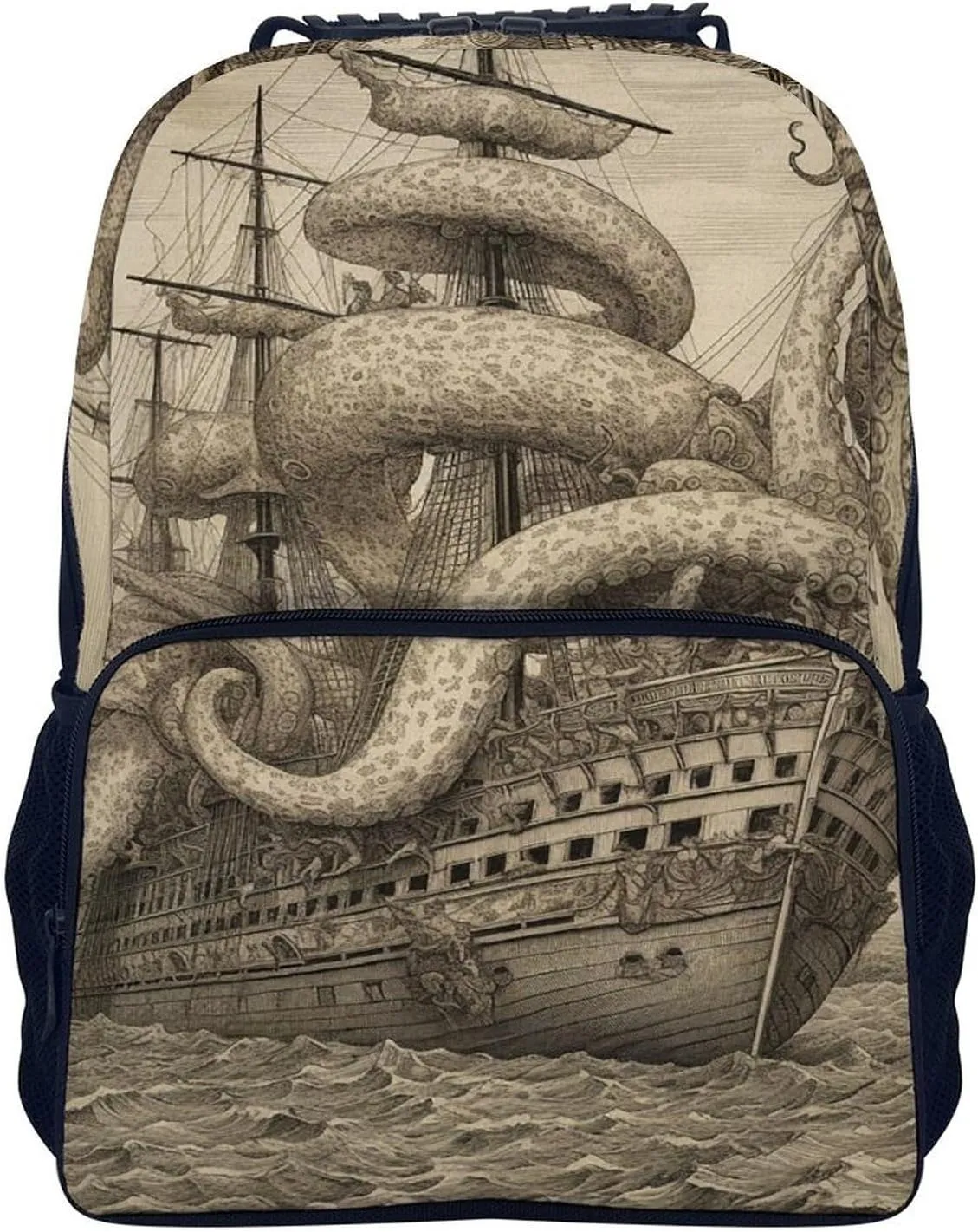 Laptop Backpack Sailing Pirate Octopus Daypack Computer Bag Travel Laptop Bag Casual Nurse Bag for Women Men