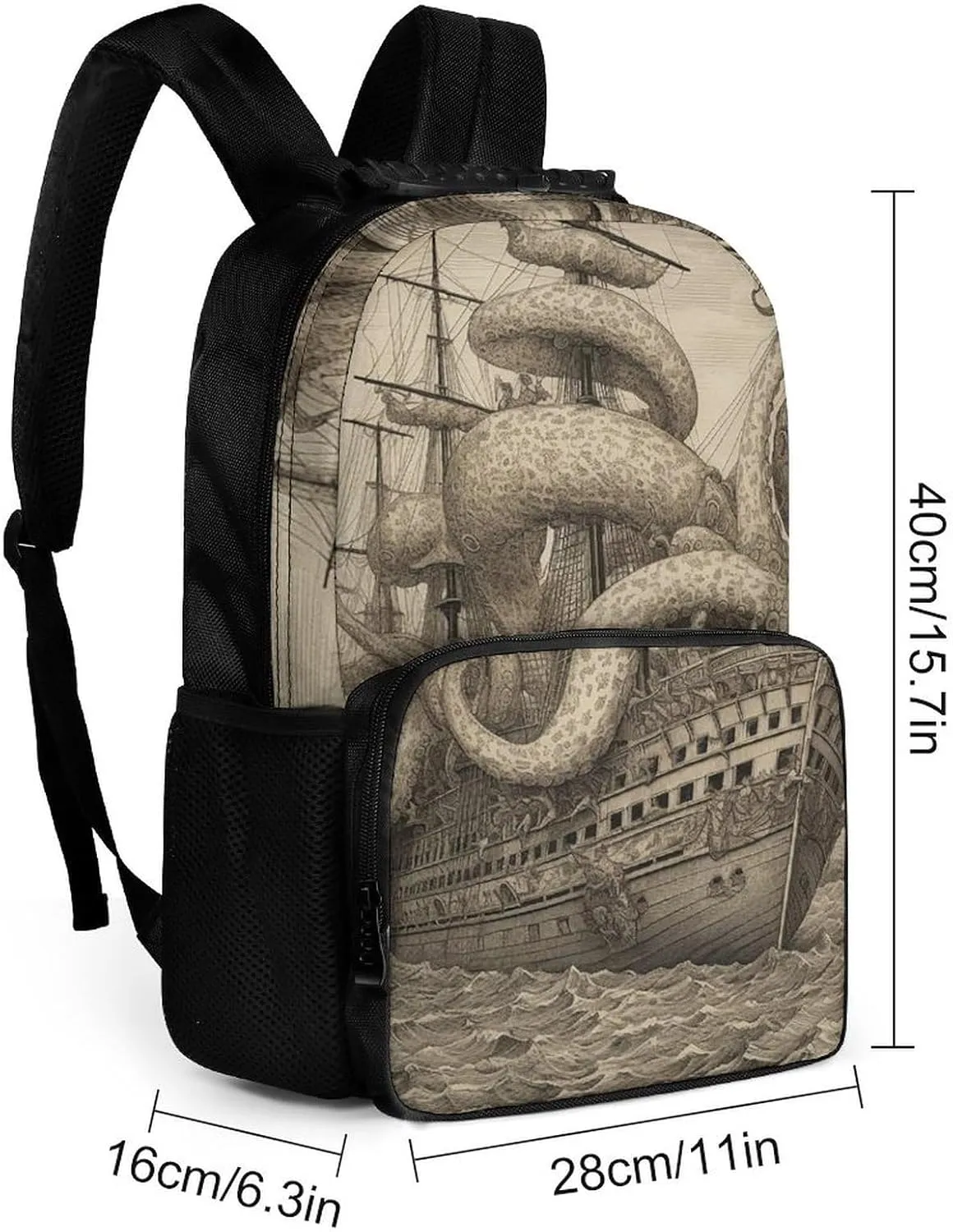 Laptop Backpack Sailing Pirate Octopus Daypack Computer Bag Travel Laptop Bag Casual Nurse Bag for Women Men