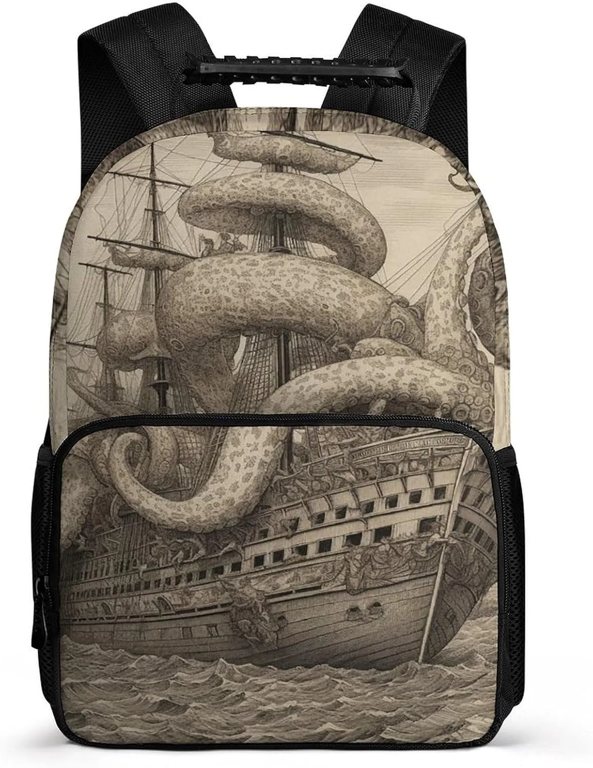 Laptop Backpack Sailing Pirate Octopus Daypack Computer Bag Travel Laptop Bag Casual Nurse Bag for Women Men