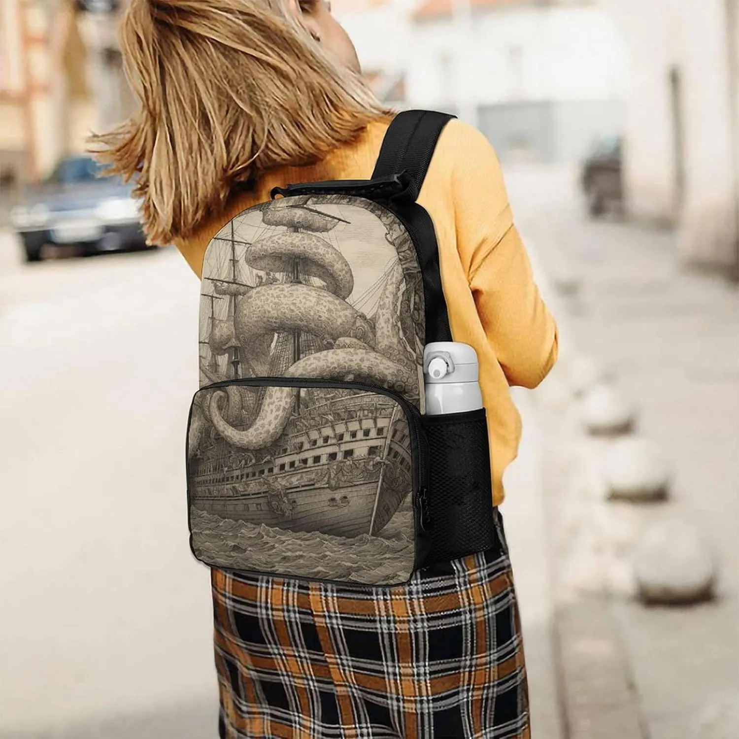 Laptop Backpack Sailing Pirate Octopus Daypack Computer Bag Travel Laptop Bag Casual Nurse Bag for Women Men
