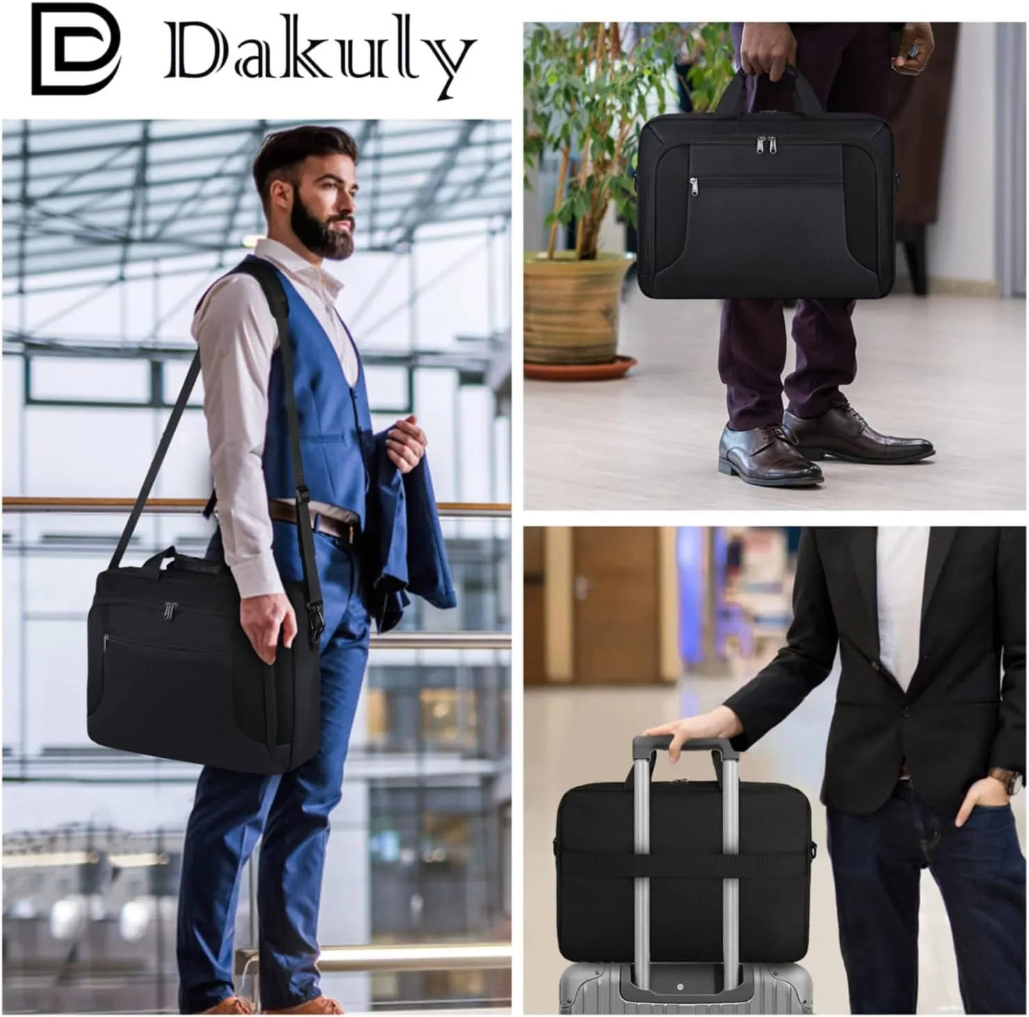 Laptop Bag 17.3 Inch Laptop Briefcase Large Waterproof Laptop Case for Men Women Business Office Work Computer Bag 17 Inch Adjustable Shoulder Messenger Bag, Black