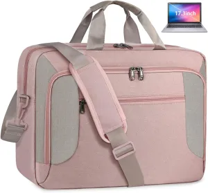Laptop Bag 17.3 Inch Laptop Briefcase Large Waterproof Laptop Case for Men Women Business Office Work Computer Bag 17 Inch Adjustable Shoulder Messenger Bag, Pink