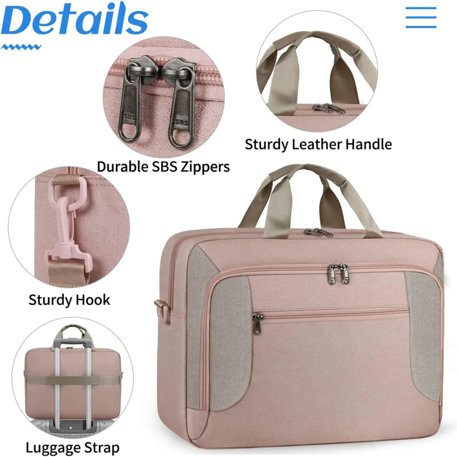 Laptop Bag 17.3 Inch Laptop Briefcase Large Waterproof Laptop Case for Men Women Business Office Work Computer Bag 17 Inch Adjustable Shoulder Messenger Bag, Pink
