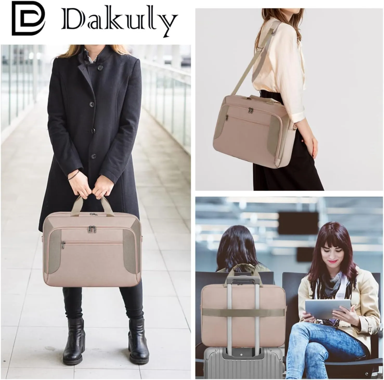 Laptop Bag 17.3 Inch Laptop Briefcase Large Waterproof Laptop Case for Men Women Business Office Work Computer Bag 17 Inch Adjustable Shoulder Messenger Bag, Pink