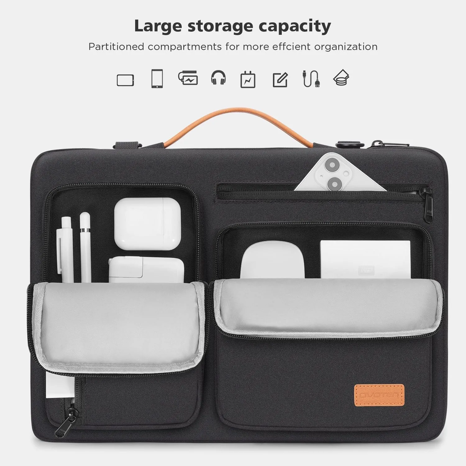Laptop Bag Case 15.6 Inch Computer Shoulder Sleeve for 16" MacBook Pro M3 Air M2 Max/16 Lenovo IdeaPad Flex 5i/Thinkbook 16  /15" IdeaPad Gaming 3i/Dell XPS 15/LG Gram 15,Black