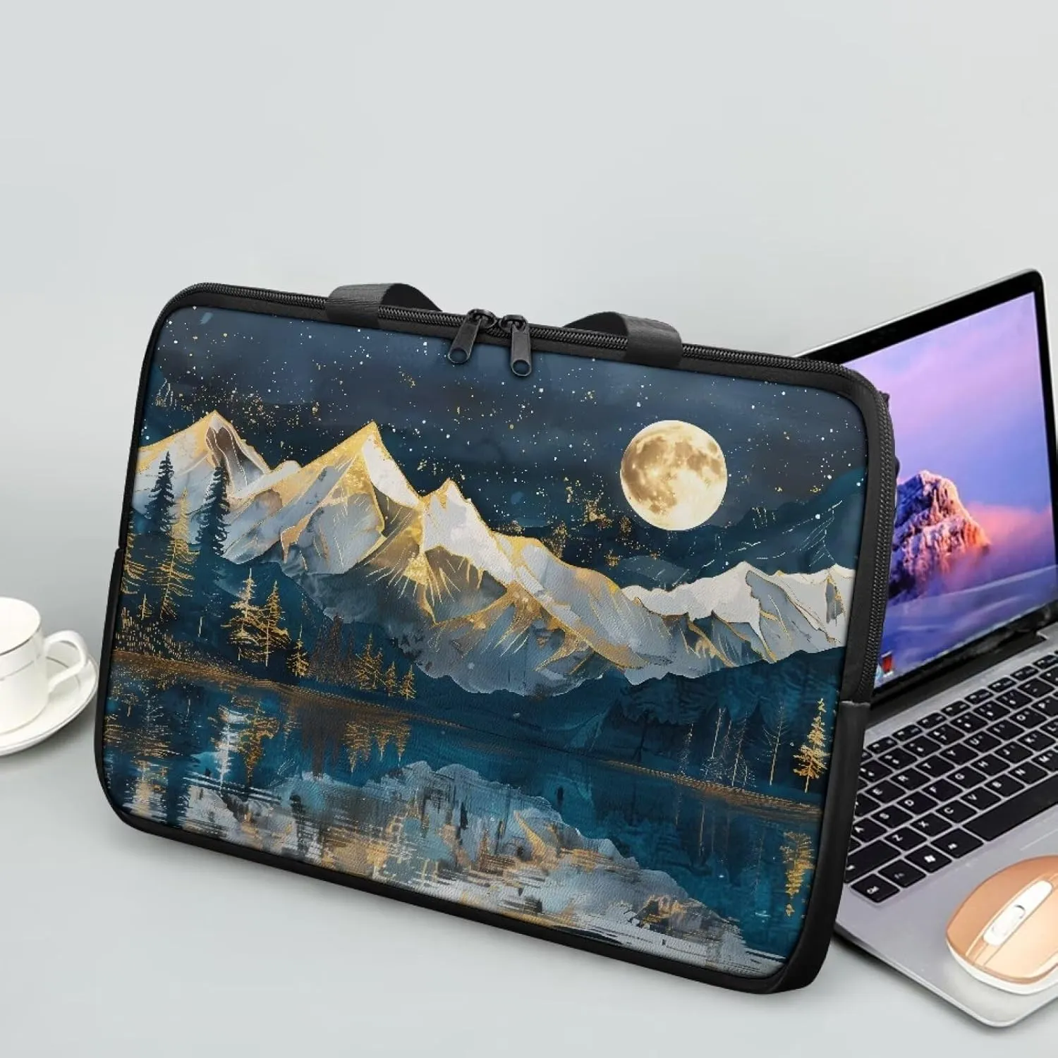 Laptop Bag Case Leather Laptop Sleeve with Handle Shockproof Computer Carrying Bag Cover 10 Inch- 17 Inch