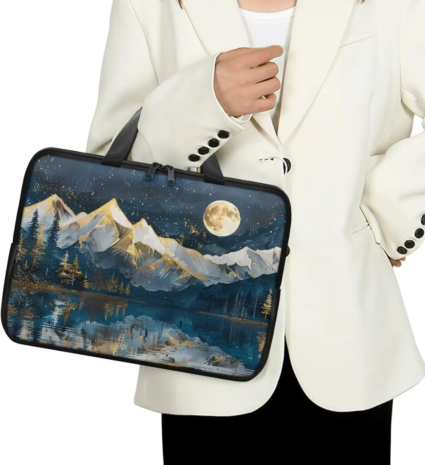 Laptop Bag Case Leather Laptop Sleeve with Handle Shockproof Computer Carrying Bag Cover 10 Inch- 17 Inch