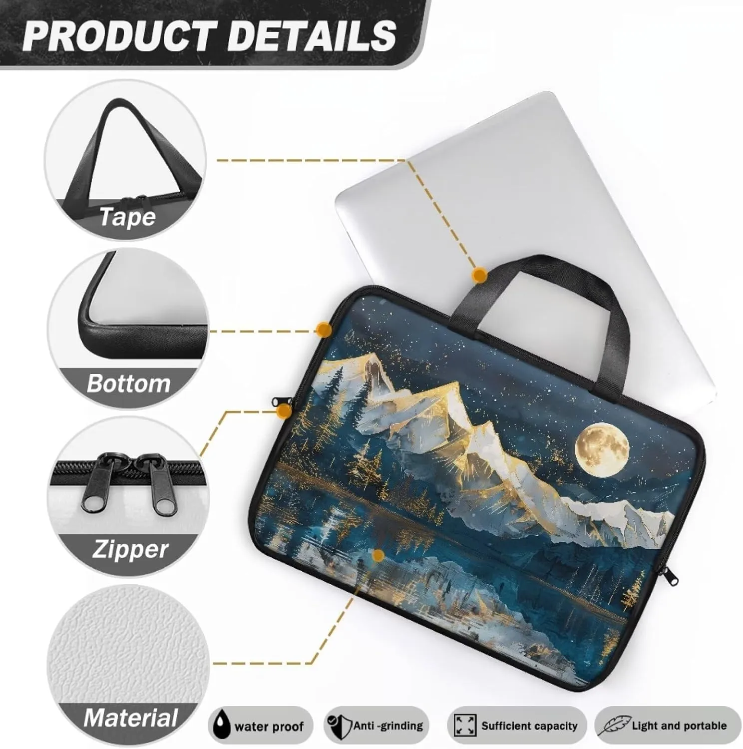 Laptop Bag Case Leather Laptop Sleeve with Handle Shockproof Computer Carrying Bag Cover 10 Inch- 17 Inch