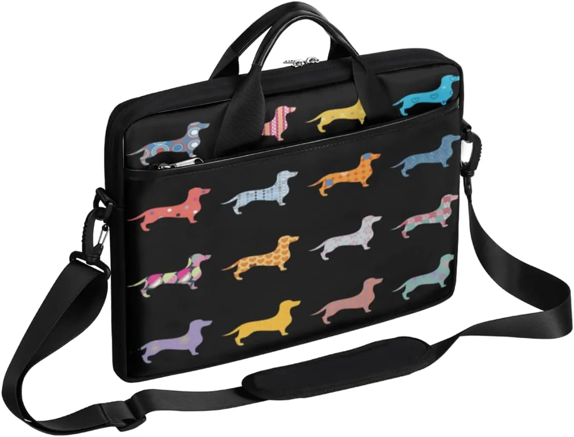 Laptop Bag Case Sleeve Dogs Dachshund,Table Laptop Shoulder Messenger Bag Colorful Puppy for 14 14.5 Inch Computer