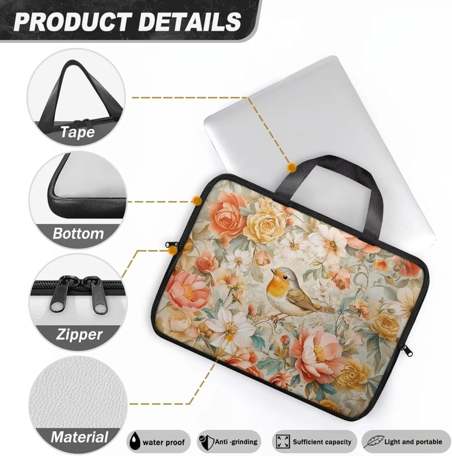 Laptop Bag for Women Men Portable Laptop Tote Bag Waterproof Computer Handbag Case Sleeve for Notebooks 10-17inch