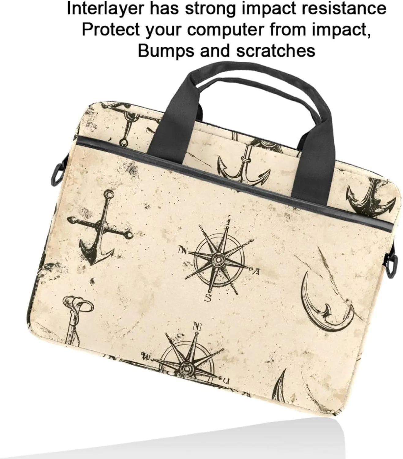 Laptop Bag Messenger Sleeve Vintage Sail Boat Ocean Blue Background Portable Tote Laptop Case Work Business Bag