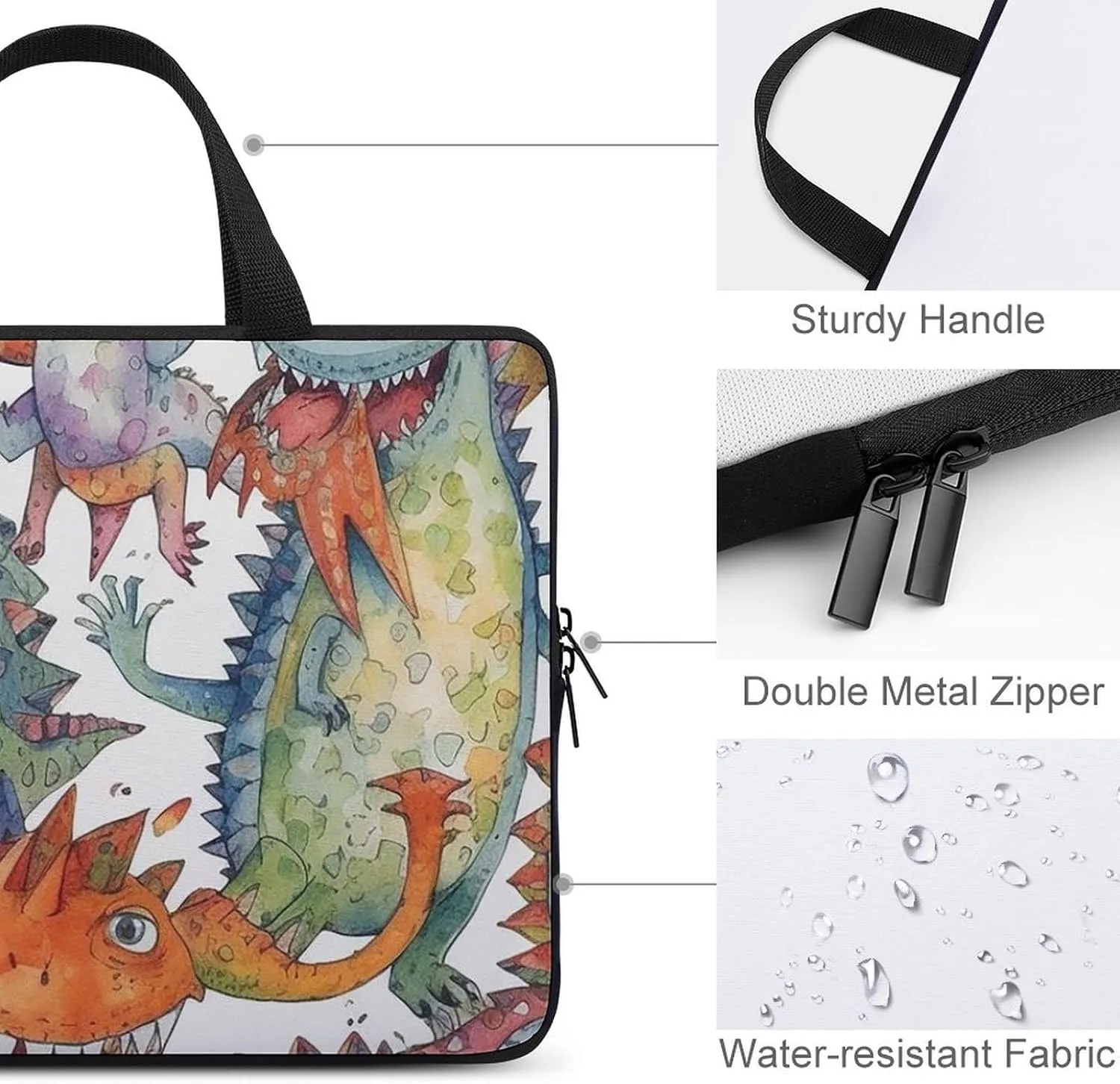 Laptop Bag Premium Laptop Case Briefcase Chaotic Colorful Monsters Computer Tote Bag Portable Messenger Bag for Men