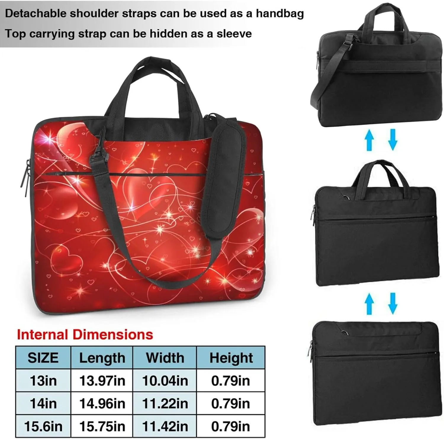 Laptop Bag Valentines Love Heart Art Laptop Tote Bag Women Men Laptop Sleeve Case Lightweight Computer Bag Briefcase
