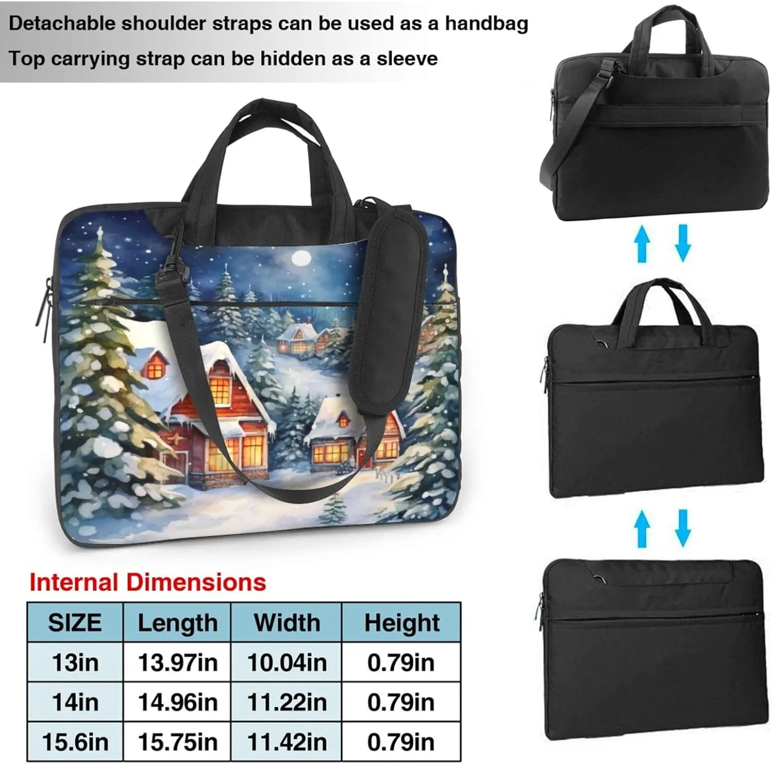 Laptop Bag Vintage Christmas Postal Pattern Santa Claus Laptop Tote Bag Women Men Laptop Sleeve Case Computer Bag