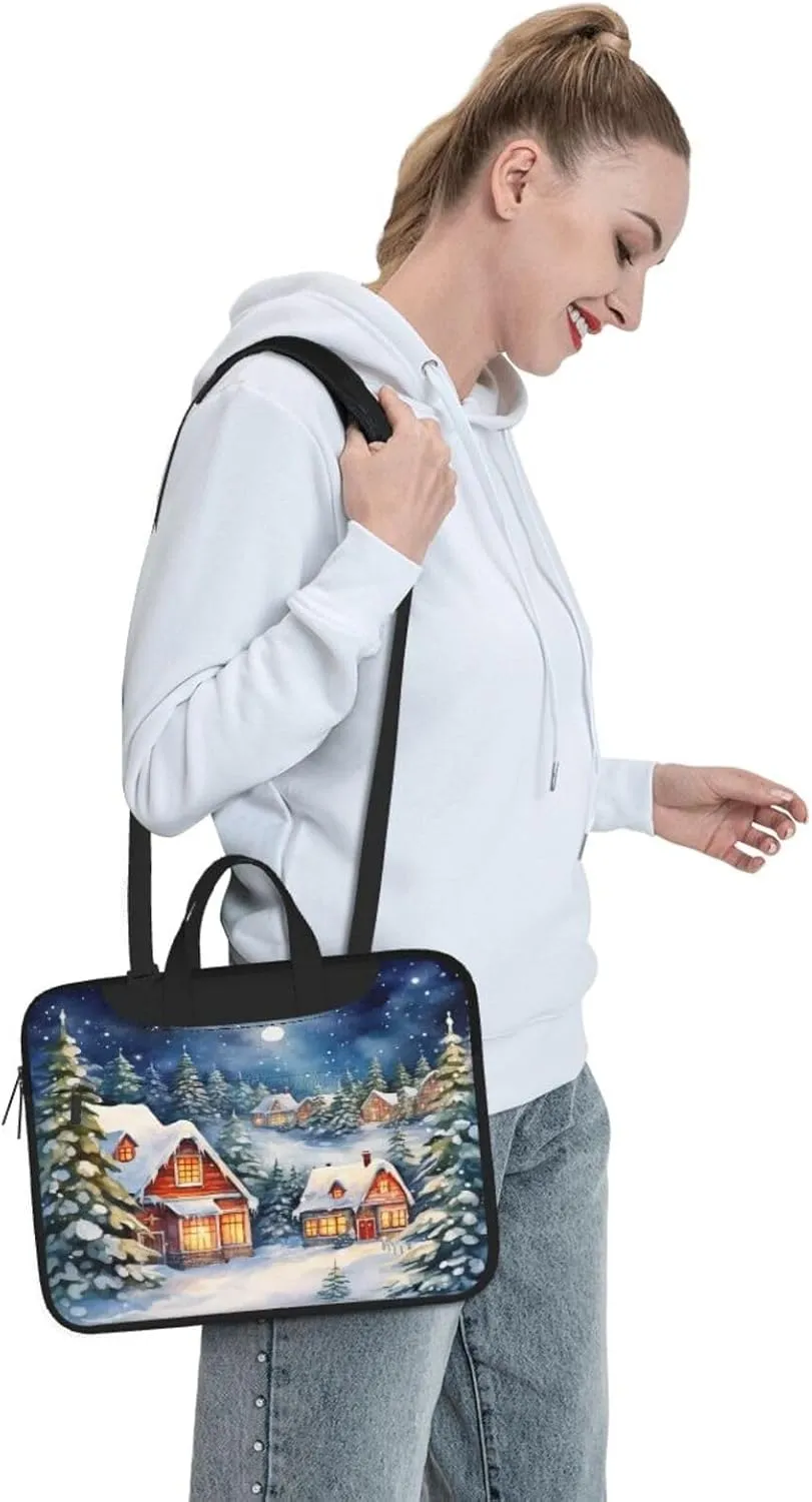 Laptop Bag Vintage Christmas Postal Pattern Santa Claus Laptop Tote Bag Women Men Laptop Sleeve Case Computer Bag