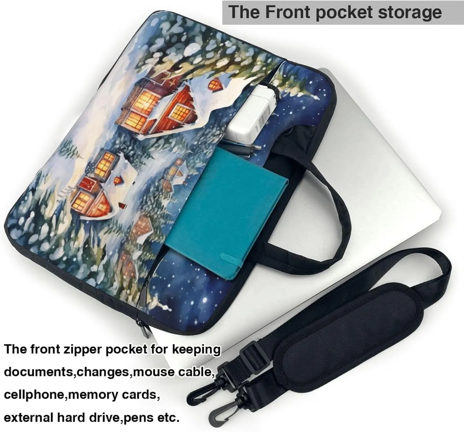 Laptop Bag Vintage Christmas Postal Pattern Santa Claus Laptop Tote Bag Women Men Laptop Sleeve Case Computer Bag