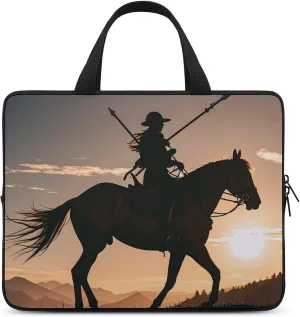 Laptop Carrying Case 12 Inch Horseback Riding Silhouette with Spear Laptop Bag for Men Women Computer Bag Messenger Bag for Work