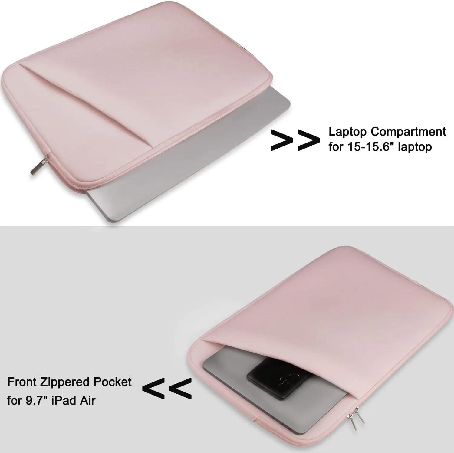 Laptop case 15.6 inch, Durable Briefcase Shockproof Protective Cover, Handbags Portable Laptop Bag for 15.6 inch HP Dell Asus Lenovo Notebook Computer Sleeve with Front Pocket, Pink