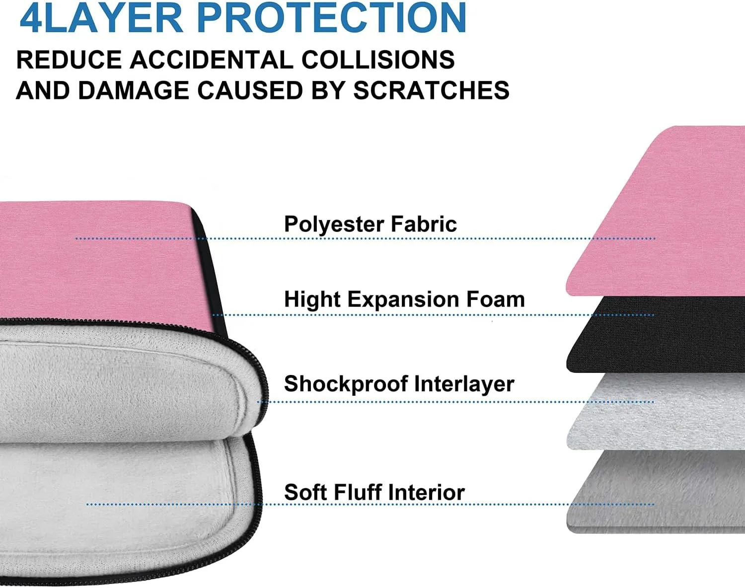Laptop Case 15.6 inch, Travel Laptop Sleeve Bag Handbag Shockproof Protective Computer Cover Carrying Bag Briefcase for 15" 15.6" HP Asus Acer Dell Lenovo Laptop Notebook Ultrabook, (Black/Pink)