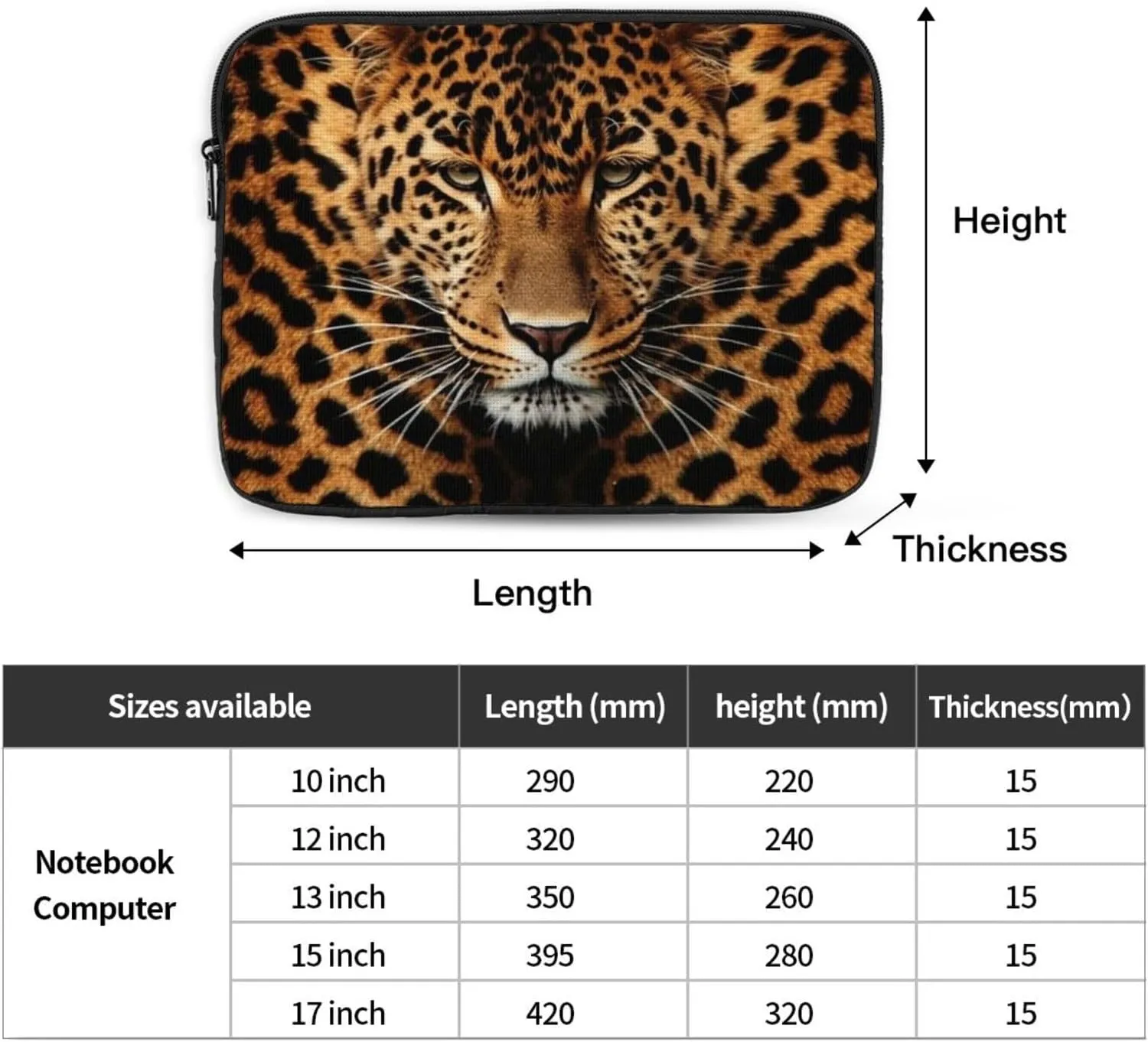 Laptop Case Sleeve Depict A Leopard Laptop Bag Computer Carrying Case 17 Inch Notebook Protective Sleeve Cover