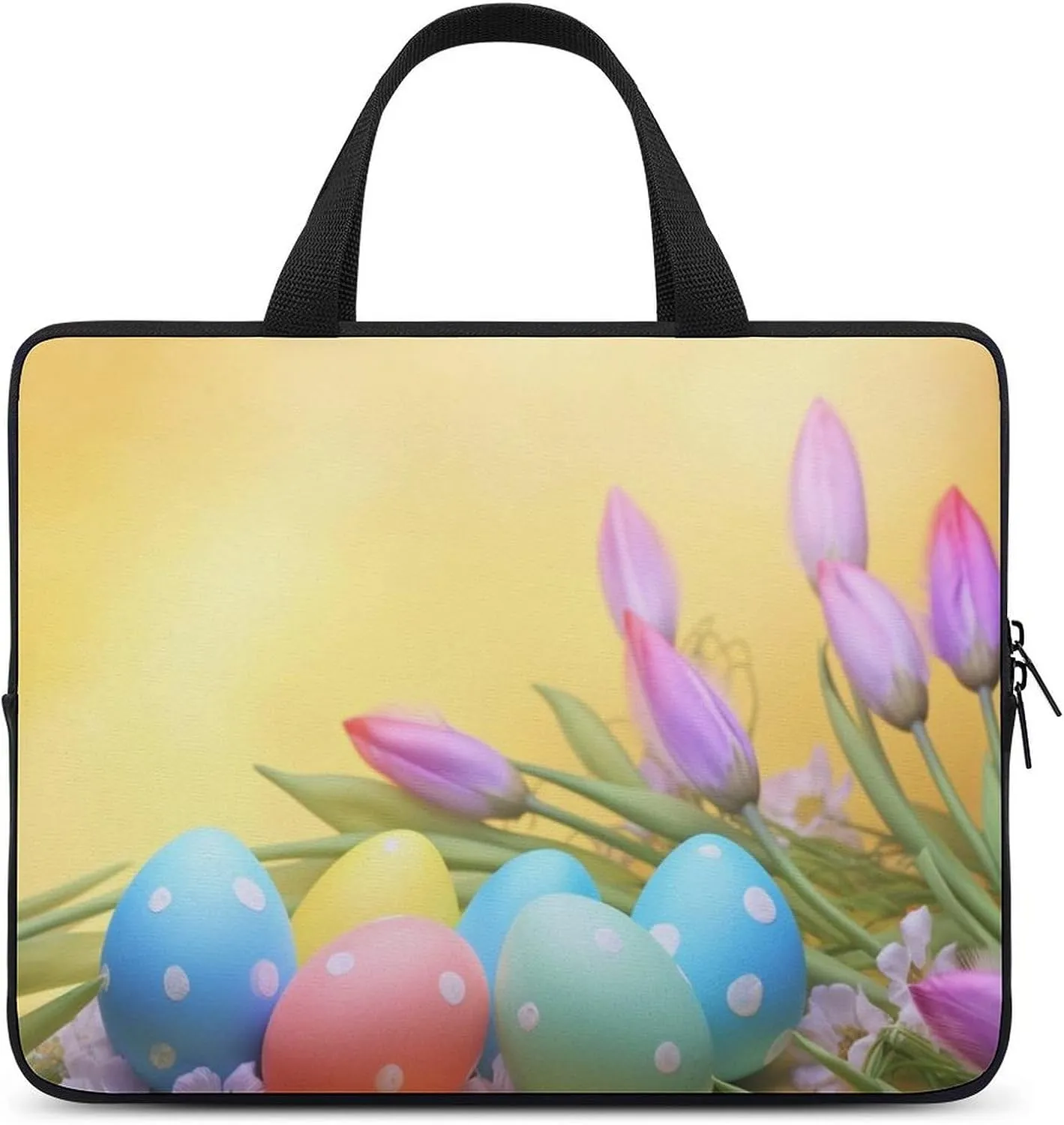 Laptop Case Sleeve Shockproof Computer Carrying Bag April Easter Laptop Bag Tote Lightweight Notebook Case Cover Traveling Briefcase Handle Bags for Travel Business 15inch