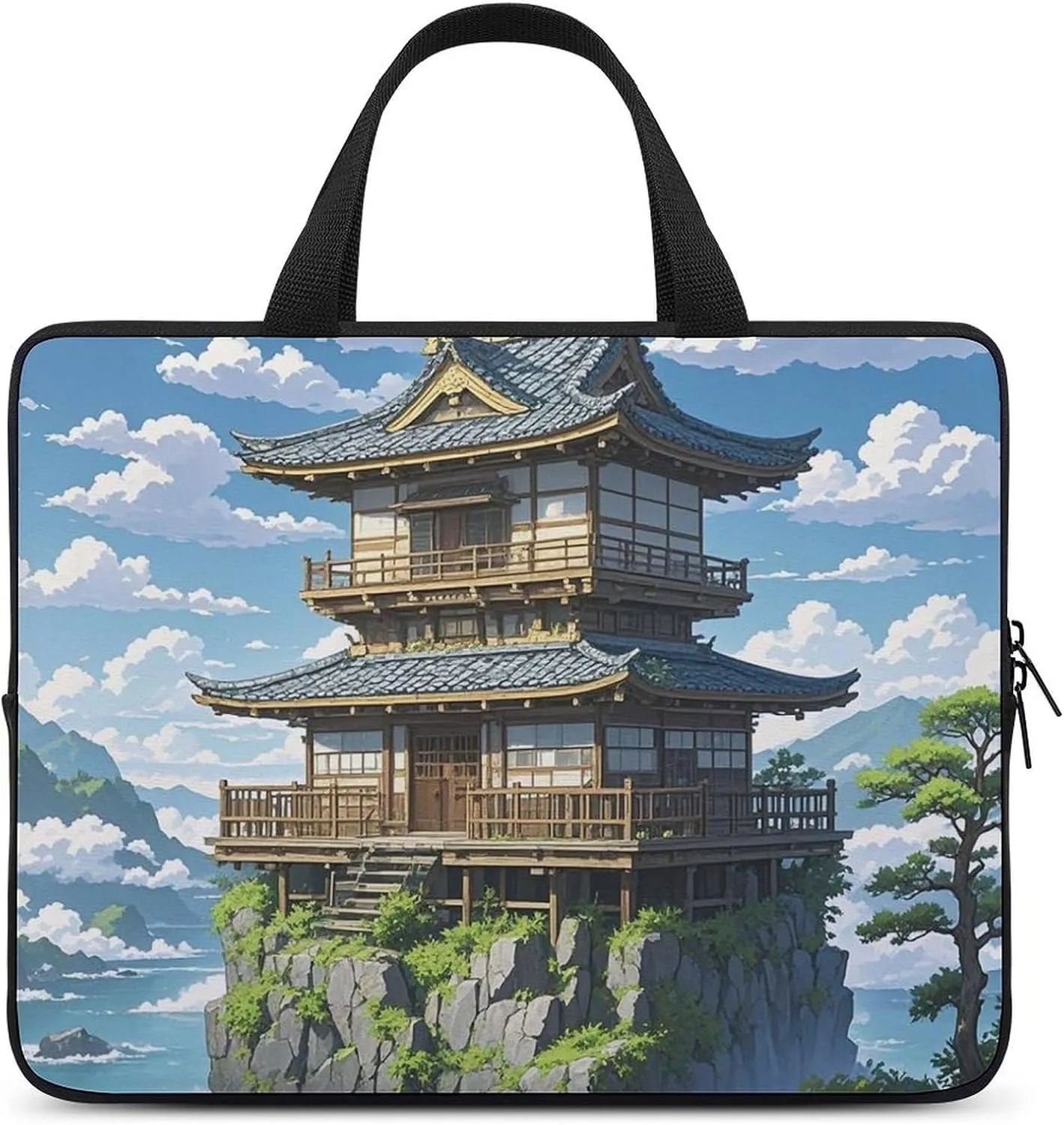 Laptop Case Sleeve Shockproof Computer Carrying Bag Japanese Architecture Laptop Bag Tote Lightweight Notebook Case Cover Traveling Briefcase Handle Bags for Travel Business 17inch