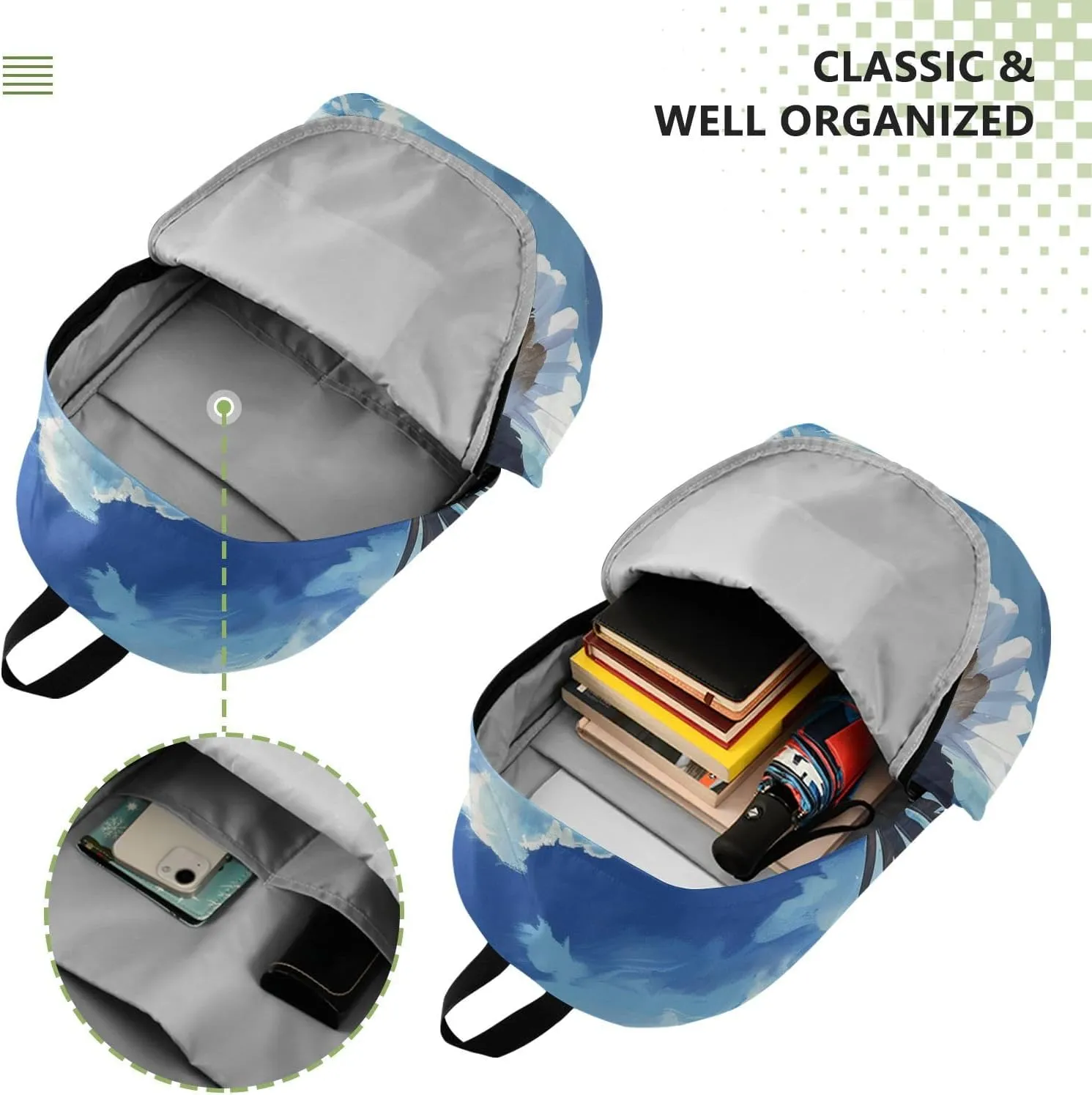 Laptop Computer Backpack Purse For Men Women Large Capacity Lightweight Bag Outdoor Daypack Travel Animals Print,blue sky carve