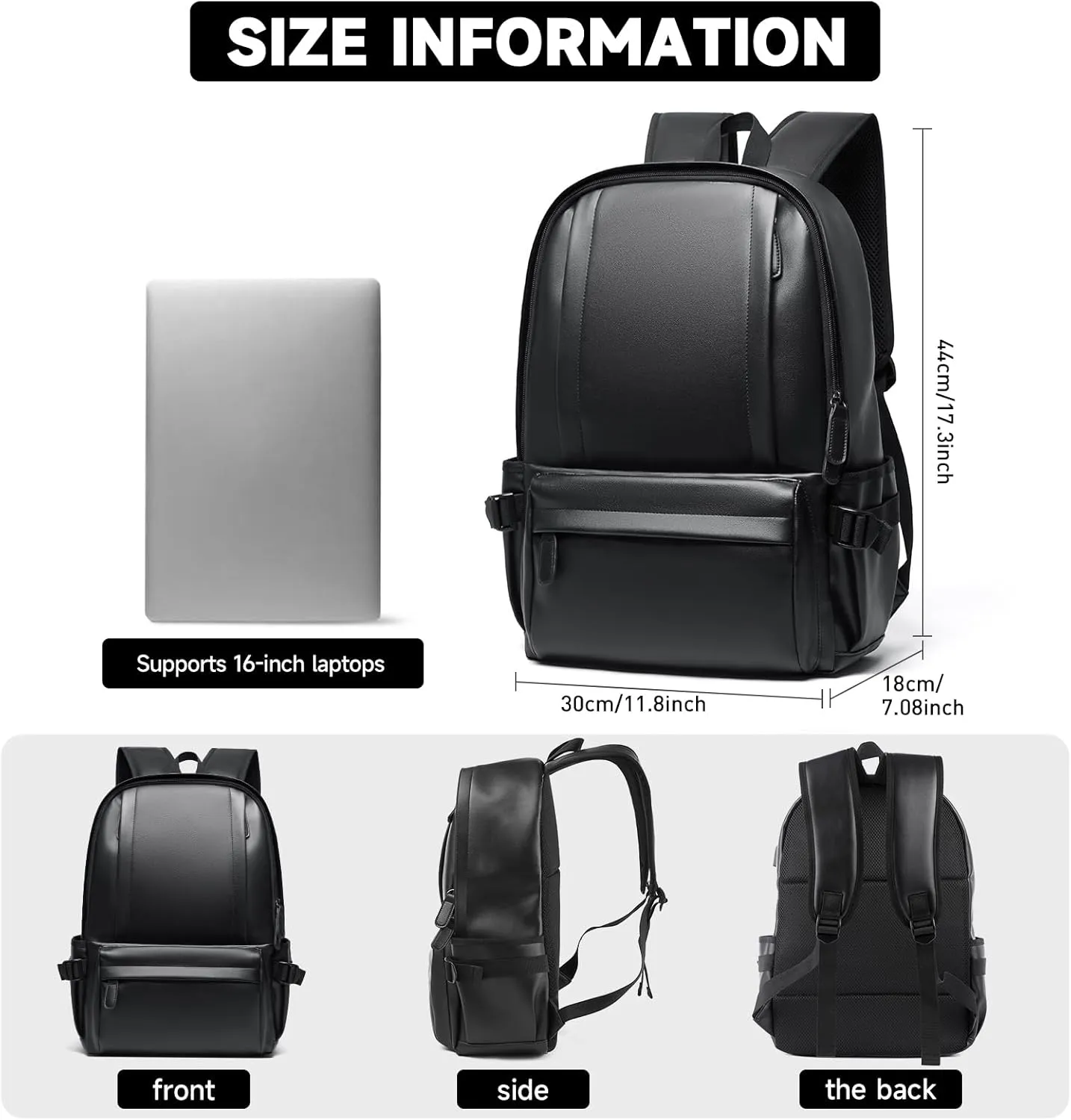 Laptop Leather Travel Backpack For Men Water-Repellent Carry On Back Pack For Travel Business Work computer Backpacks Fit 15.6" Laptop