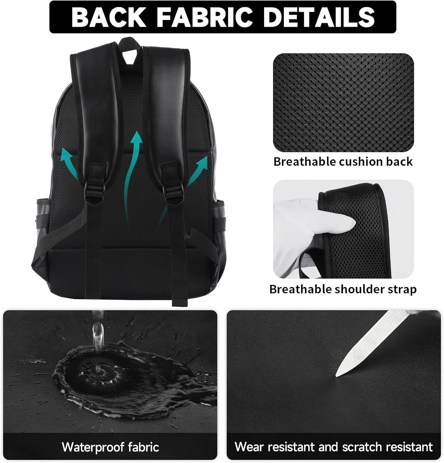 Laptop Leather Travel Backpack For Men Water-Repellent Carry On Back Pack For Travel Business Work computer Backpacks Fit 15.6" Laptop