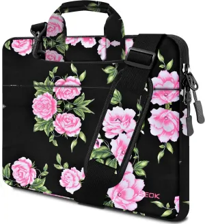 Laptop Shoulder Bag 13 13.3 14 Inch Case Compatible with MacBook Pro 14 2025-2021 M4/M3/M2/M1, Mac Air/pro 13-13.3 Inch and Most Popular 13-14 Notebooks,Spill-Resistant Briefcase,Peony