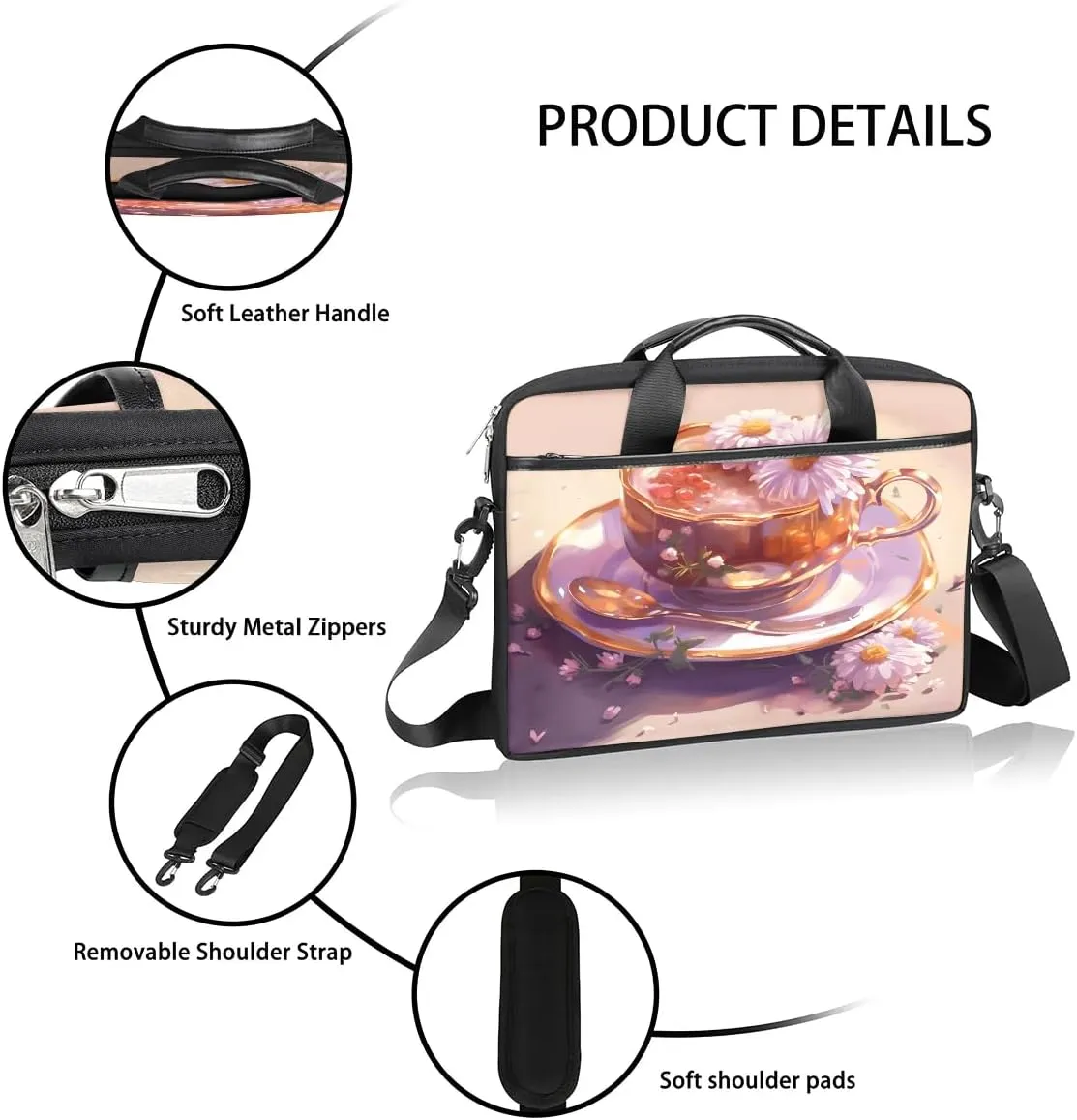 Laptop Shoulder Bag for 13-15 Inch Waterproof Laptop Sleeve Case Bag Slim Computer Carry Case Computer Cases for Laptops