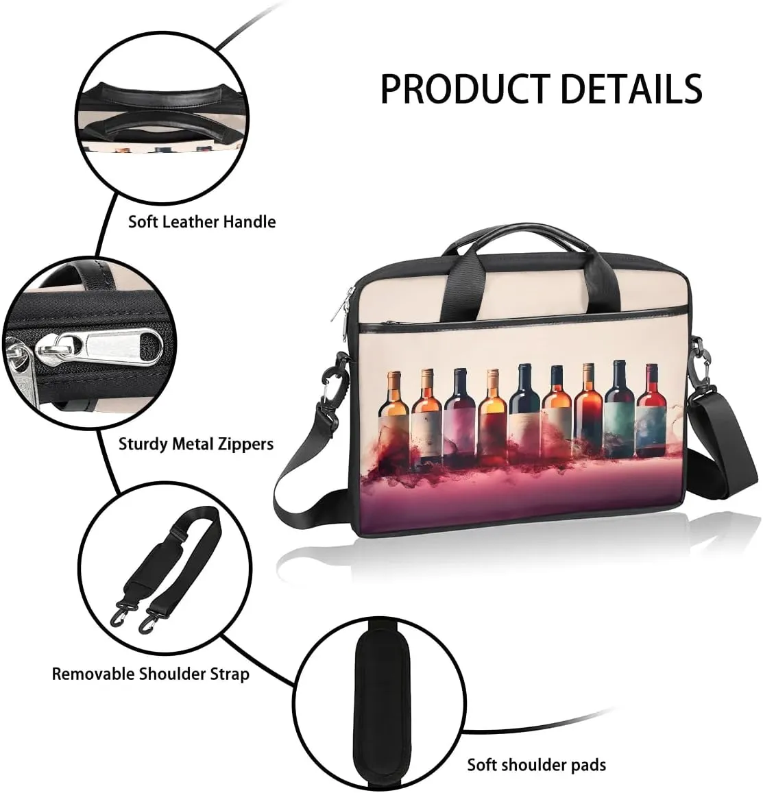 Laptop Shoulder Bag for 13-15 Inch Waterproof Laptop Sleeve Case Bag Slim Computer Carry Case Computer Cases for Laptops