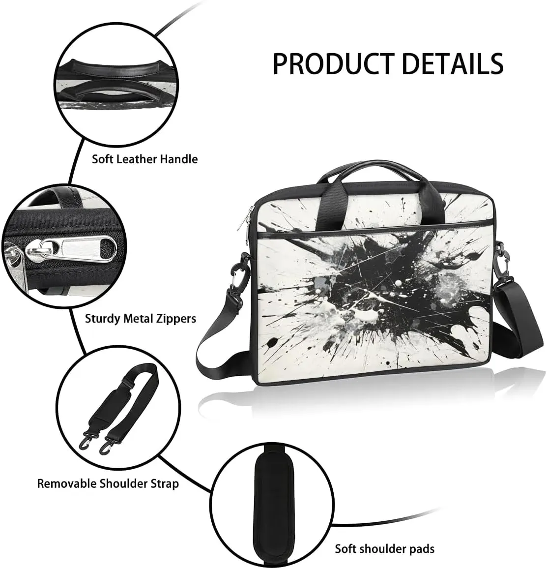 Laptop Shoulder Bag for 13-15 Inch Waterproof Laptop Sleeve Case Bag Slim Computer Carry Case Computer Cases for Laptops