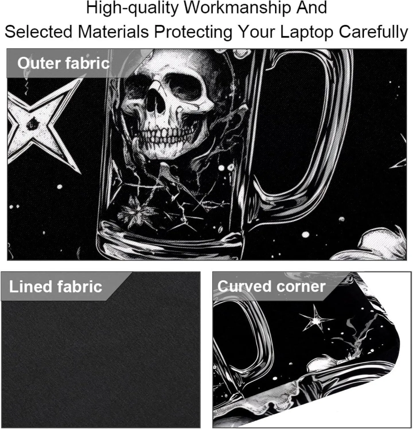 Laptop Shoulder Bag Human Skull inside Beer Glass on black background Padded Computer Briefcase for Adults, 13.4-14.5 Inch