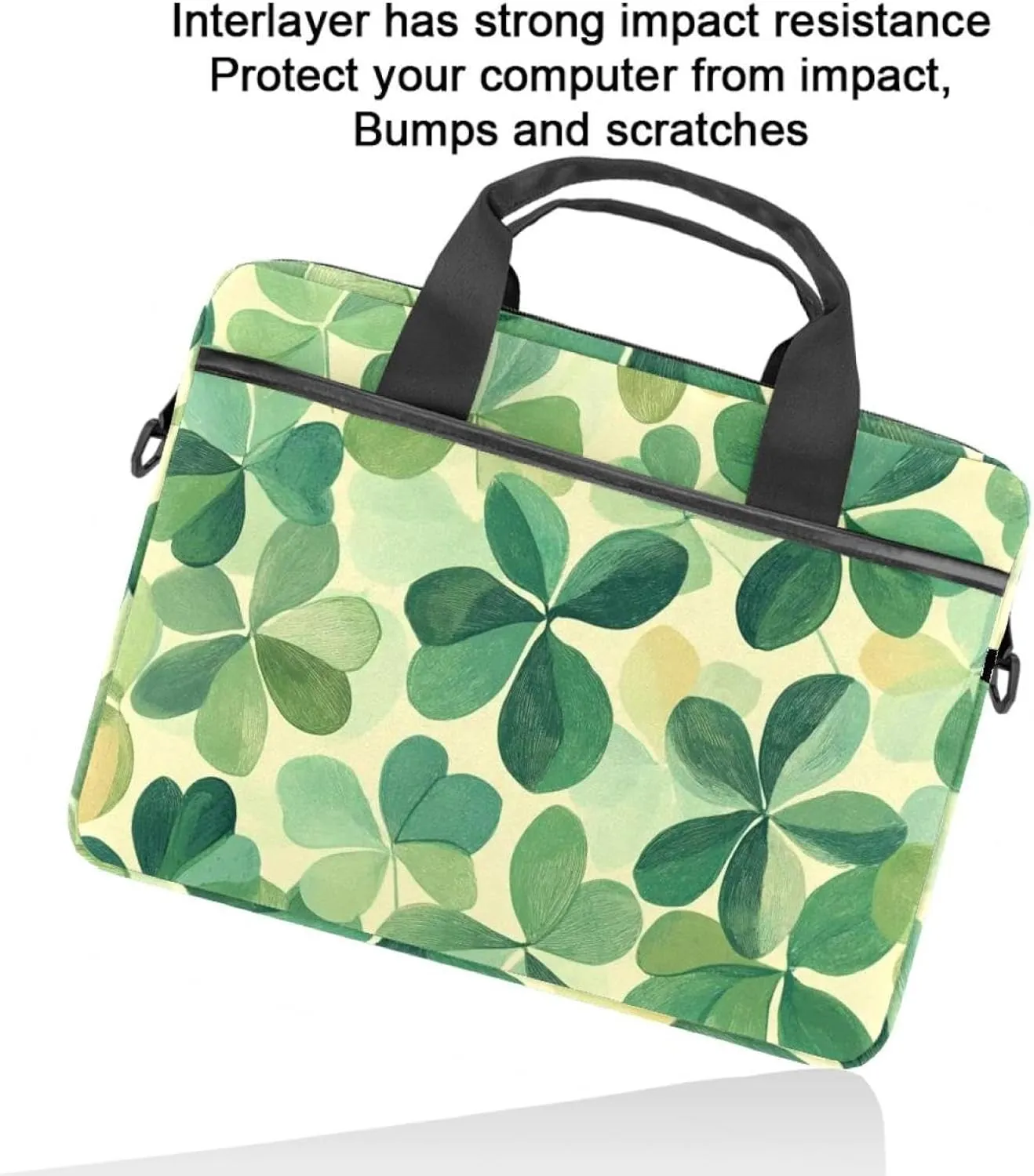 Laptop Shoulder Bag Watercolor Leaves Twigs Pattern Padded Computer Briefcase for Adults, 13.4-14.5 Inch