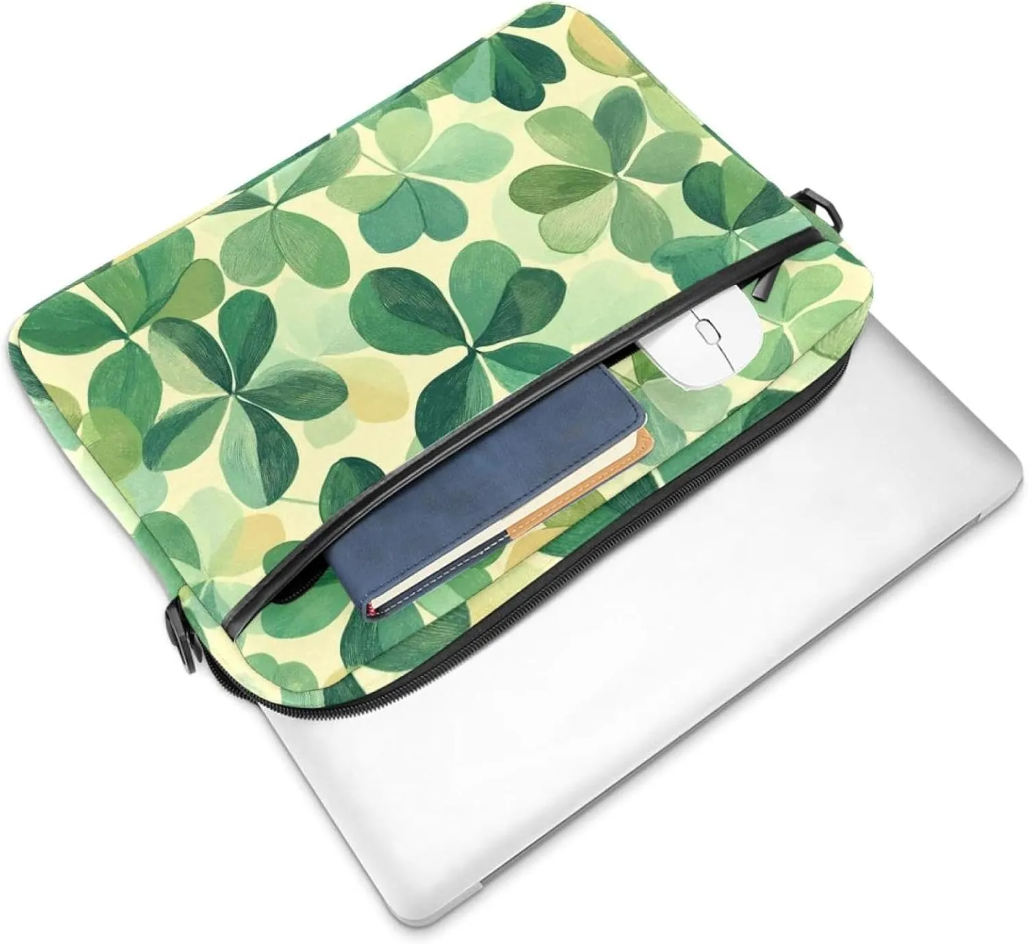 Laptop Shoulder Bag Watercolor Leaves Twigs Pattern Padded Computer Briefcase for Adults, 13.4-14.5 Inch