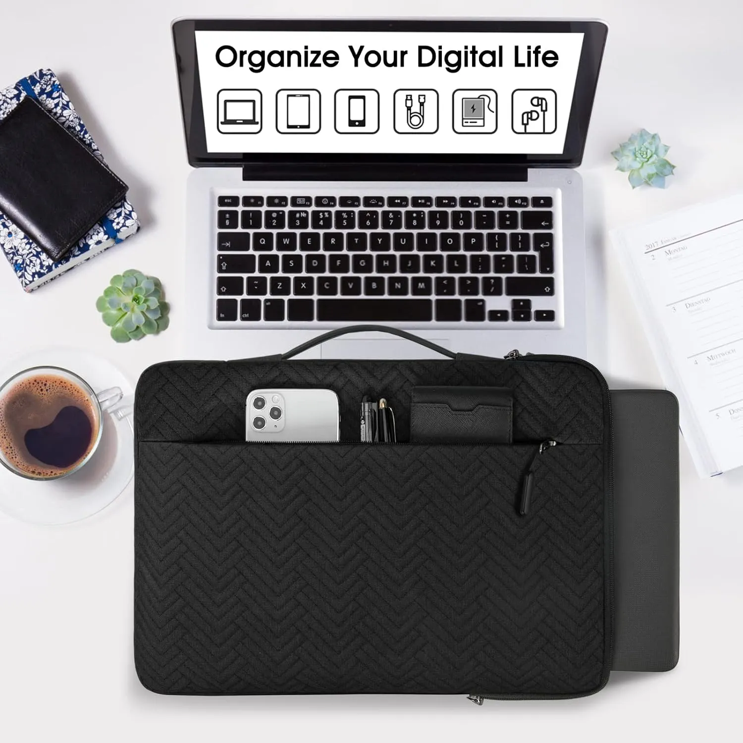 Laptop Sleeve 15.6 Inch Case - Waterproof Handle Bag, Protective Business Computer Carrying Case Compatible with 15-15.6 Inch Laptop/Chromebook/Notebook, Black