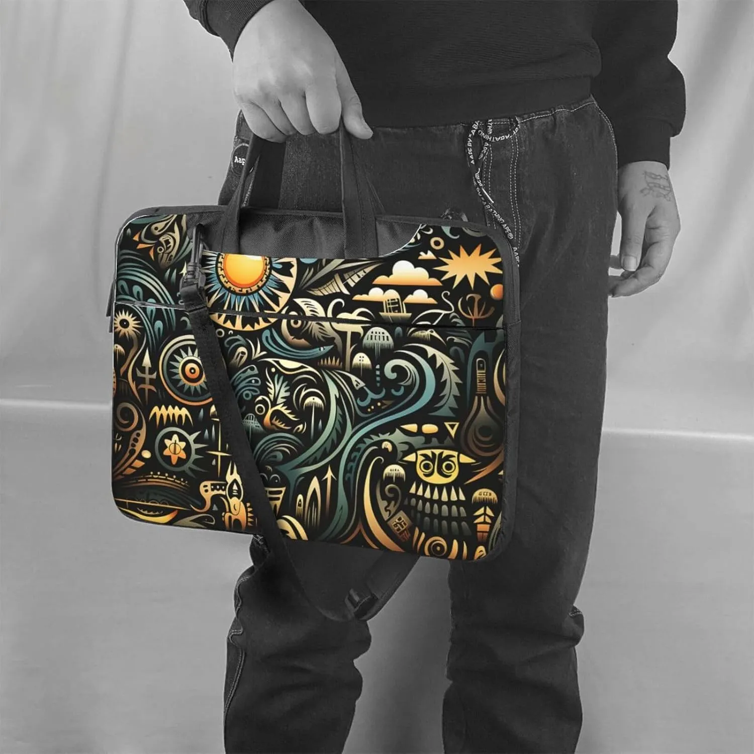 Laptop Sleeve 15.6 inch Sleeve for Women Men Complex Graphics Notebook Shockproof Laptop Case Carrying Case