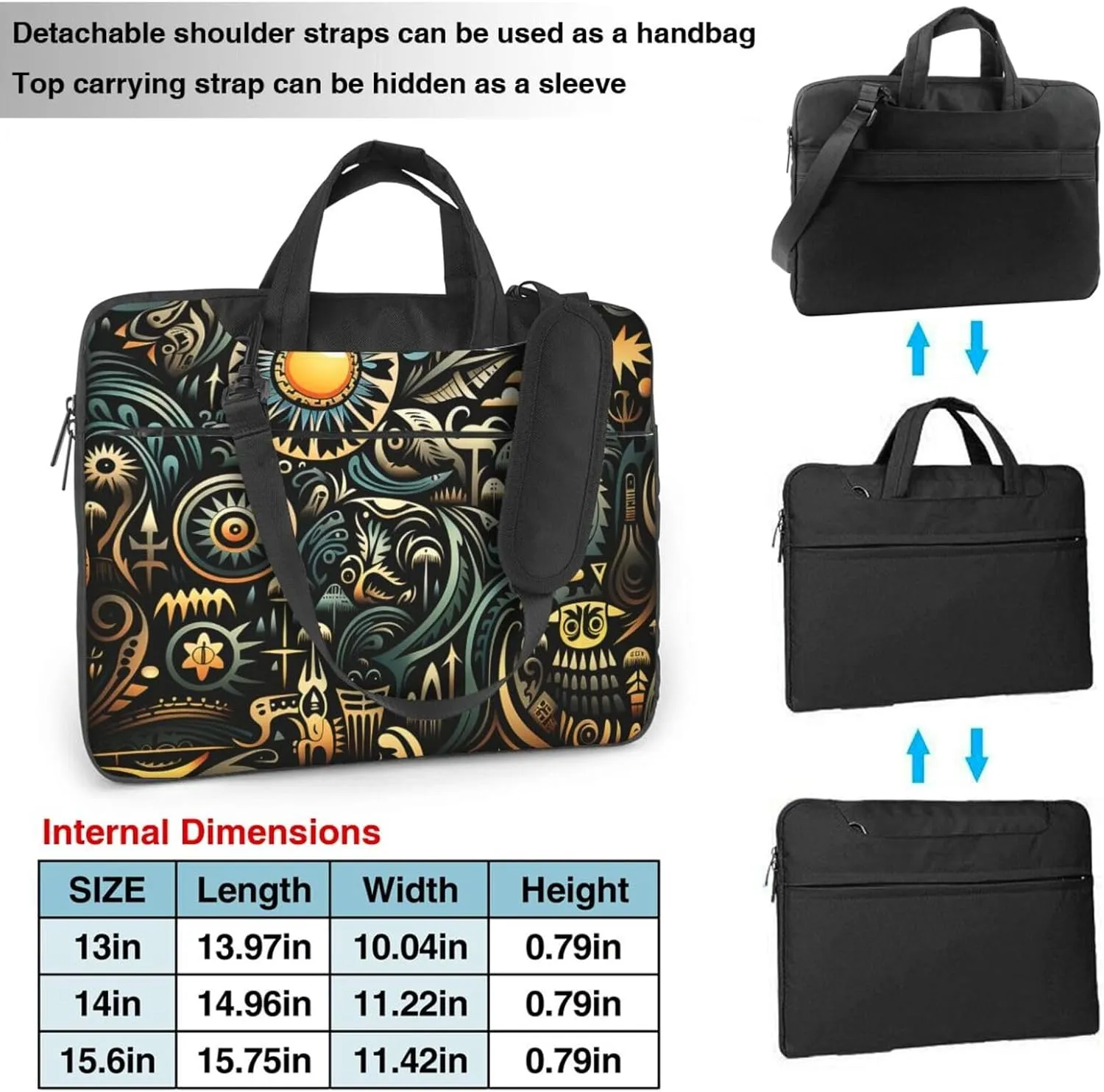 Laptop Sleeve 15.6 inch Sleeve for Women Men Complex Graphics Notebook Shockproof Laptop Case Carrying Case