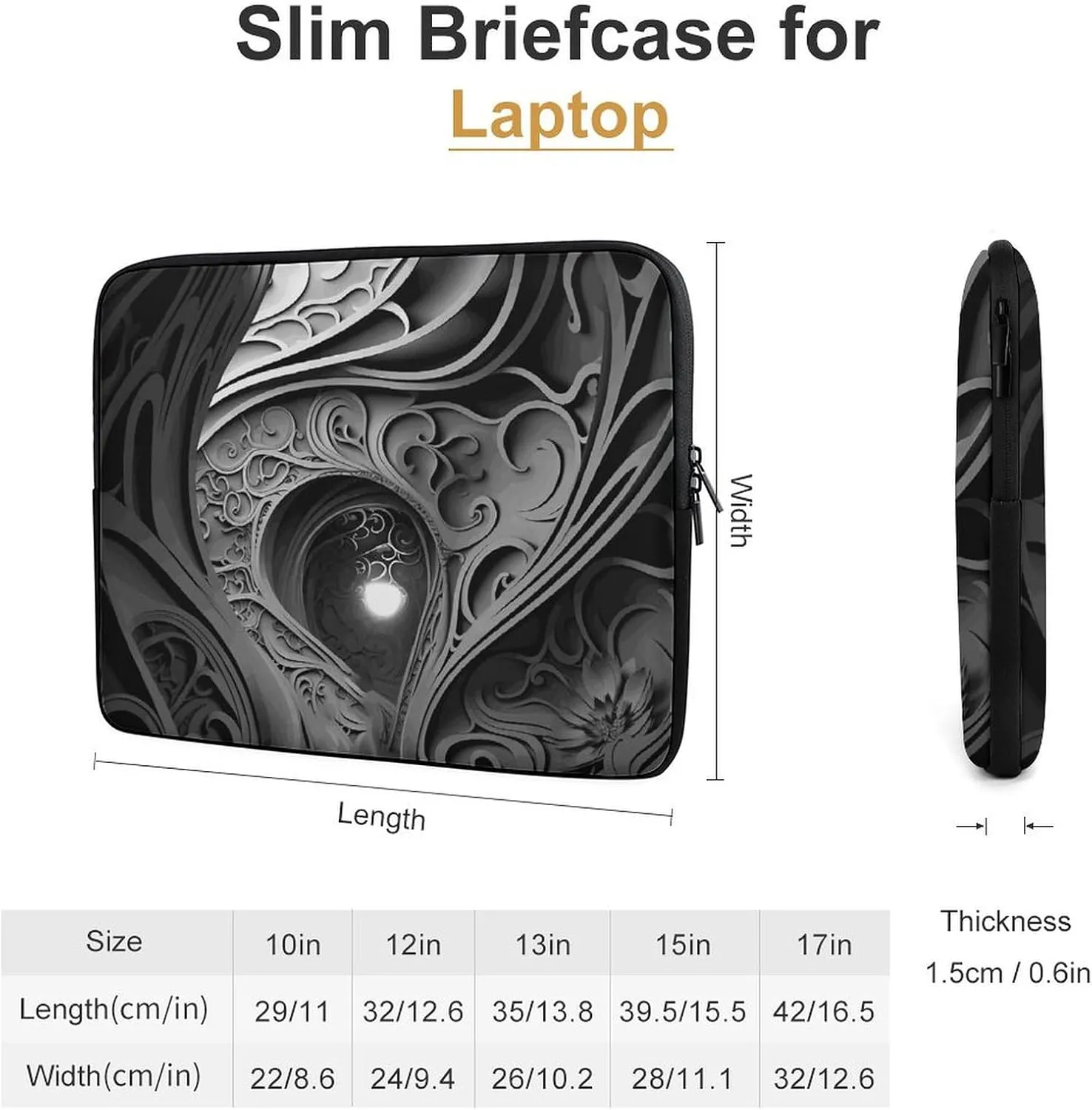 Laptop Sleeve Bag 12inch Slim Computer Carrying Bag Complex Black and White Laptop Protective Case Briefcase Handbag