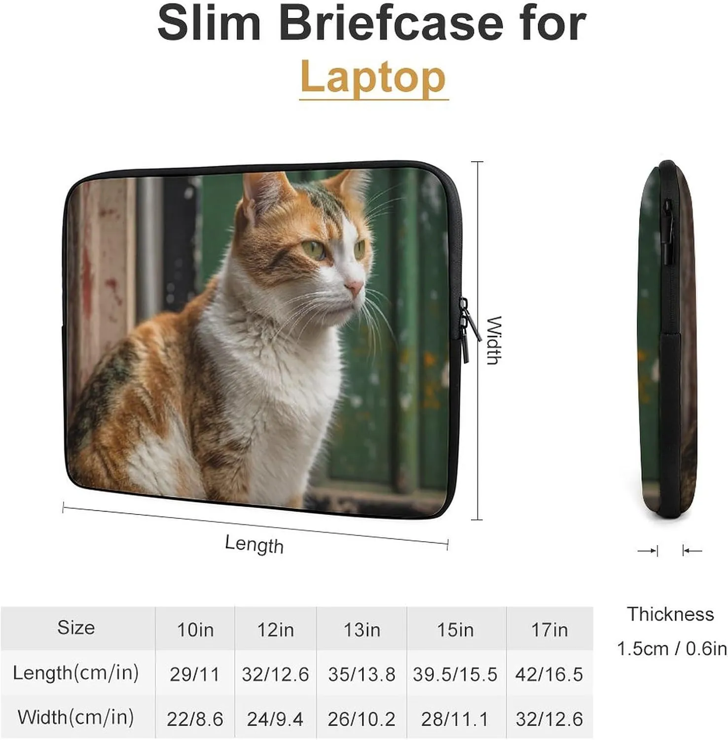 Laptop Sleeve Bag 13inch Slim Computer Carrying Bag Cat Sitting on The Ground Laptop Protective Case Briefcase Handbag