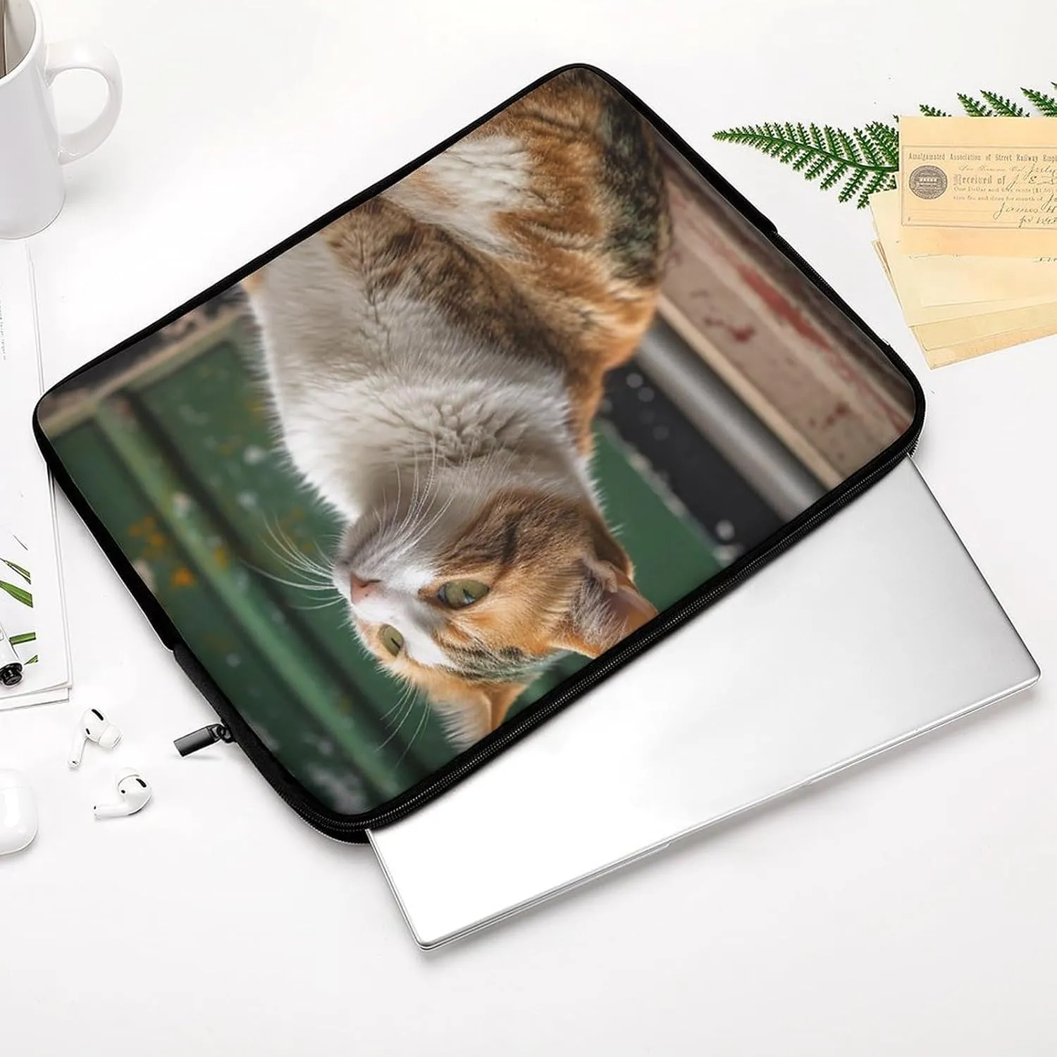 Laptop Sleeve Bag 13inch Slim Computer Carrying Bag Cat Sitting on The Ground Laptop Protective Case Briefcase Handbag