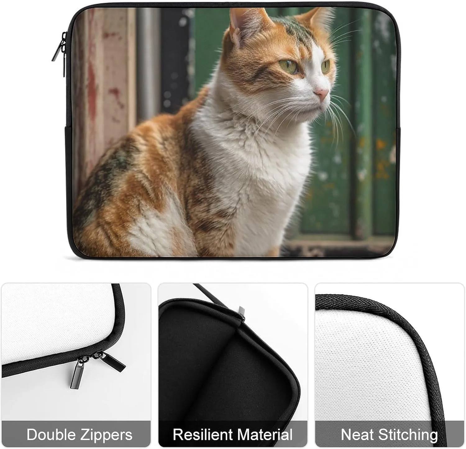 Laptop Sleeve Bag 13inch Slim Computer Carrying Bag Cat Sitting on The Ground Laptop Protective Case Briefcase Handbag